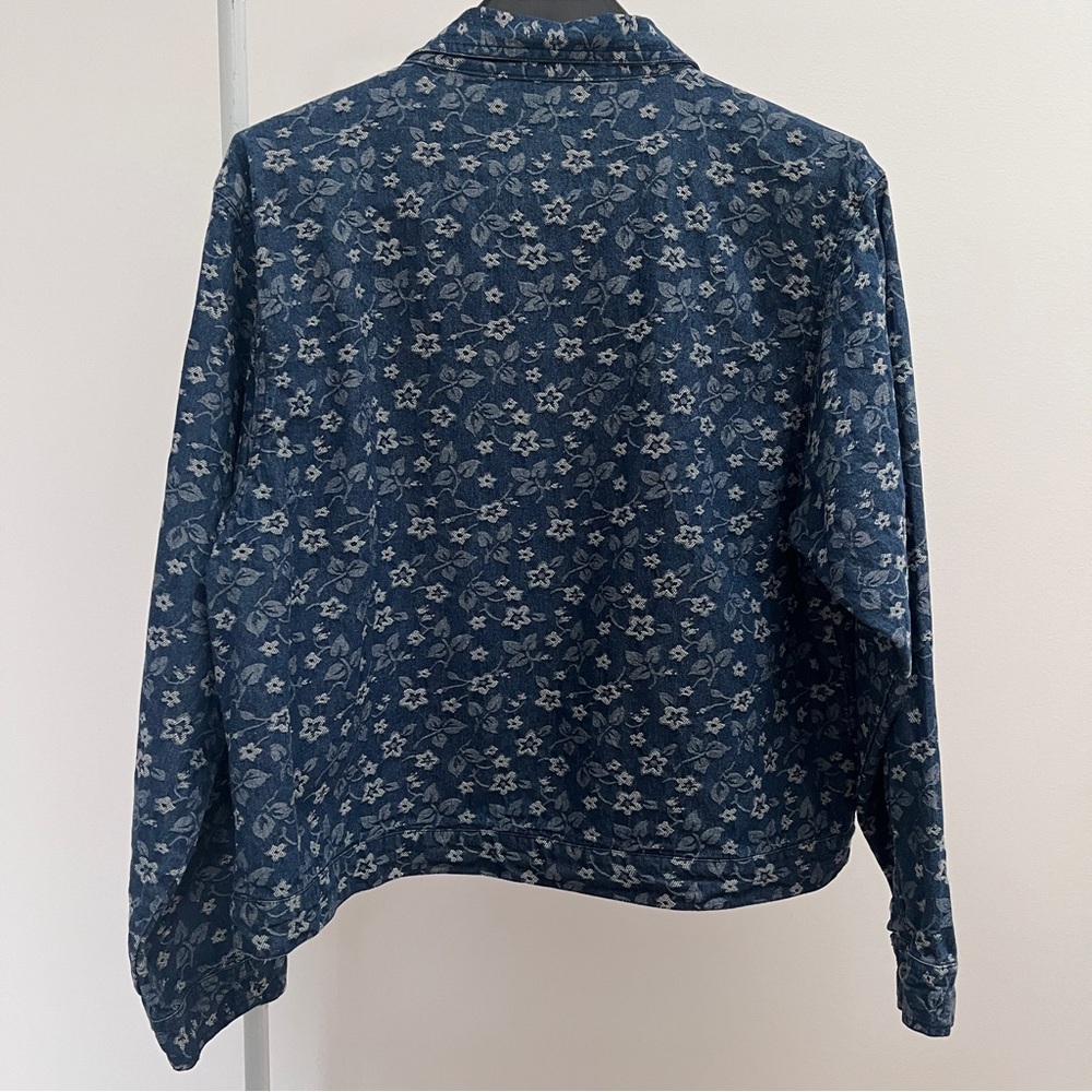 Vintage Cottage Cove floral denim jacket XL blue cottagecore grandmacore shacket - Picture 8 of 8
